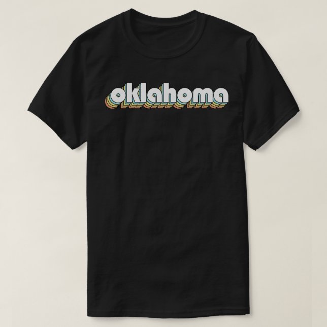 Oklahoma Retro Rainbow Typography Faded Style T-Shirt (Design Front)