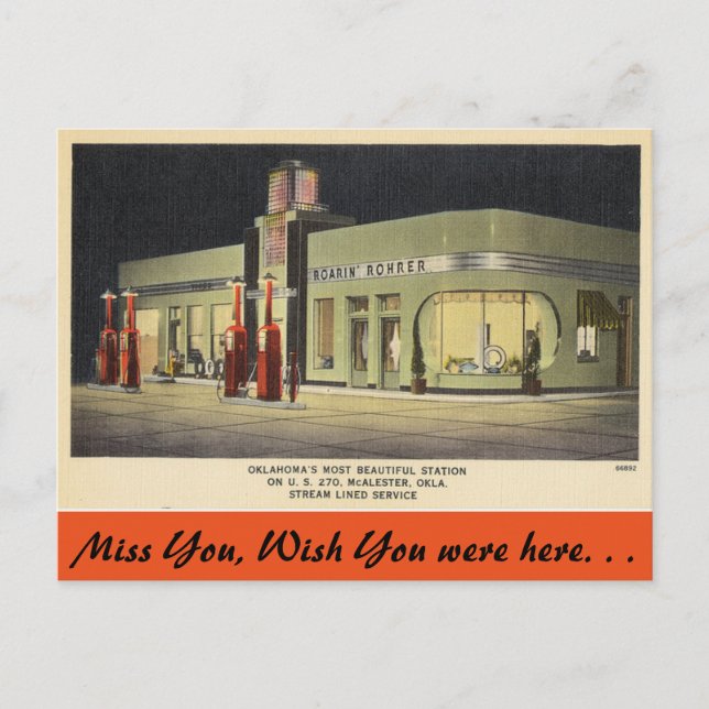 Oklahoma, Roarin Rohrer, McAlester Postcard (Front)