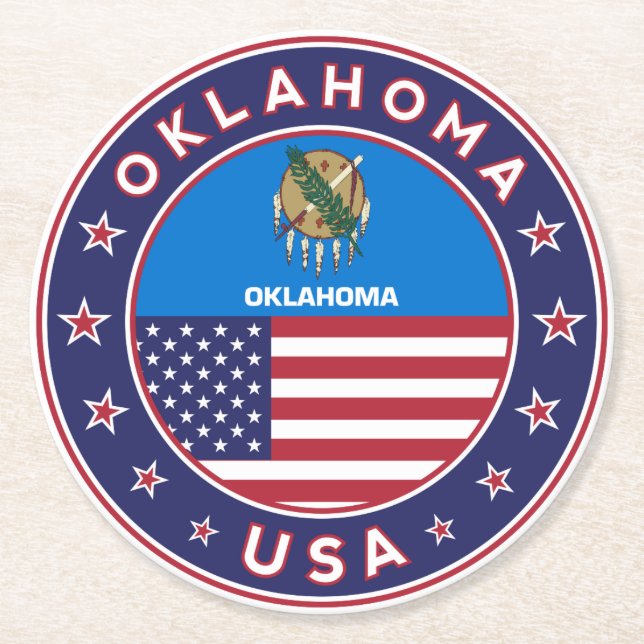 Oklahoma Round Paper Coaster (Front)