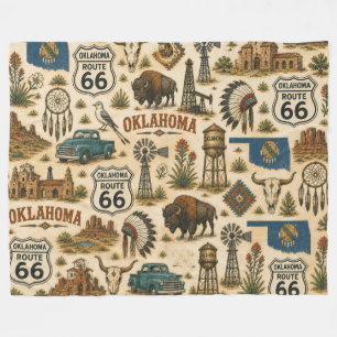 Oklahoma Route 66 Cosy Prairie Fleece Blanket
