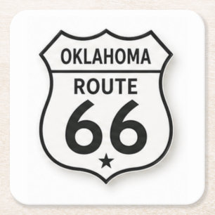 Oklahoma Route 66 Retro White Shield Coaster