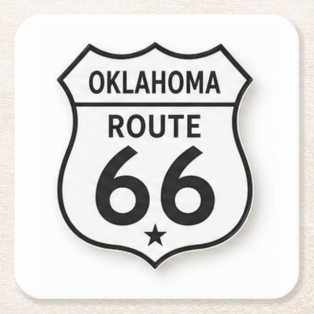 Oklahoma Route 66 Retro White Shield Coaster (Front)
