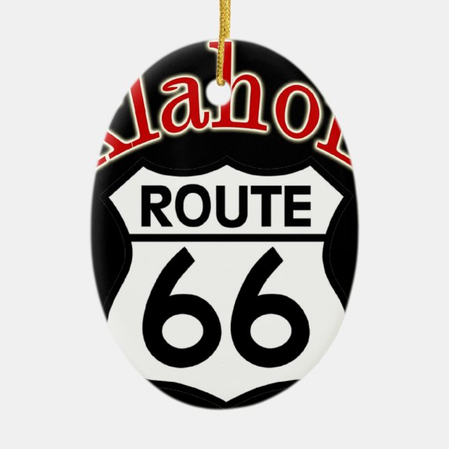 Oklahoma Route 66 Shield Ceramic Tree Decoration (Front)