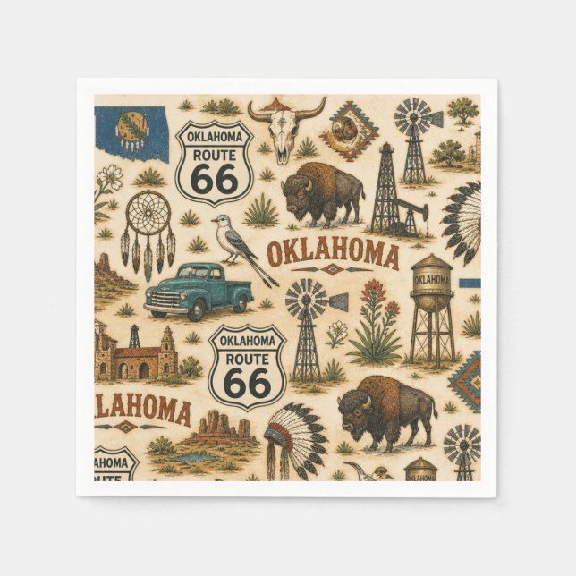 Oklahoma Route 66 Table Roundup Napkin (Front)