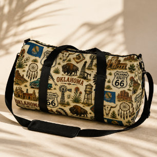 Oklahoma Route 66 Vintage Western Collage Duffle Bag