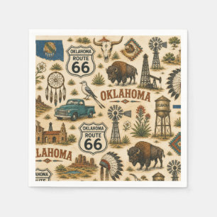 Oklahoma Route 66 Vintage Western Collage Napkin