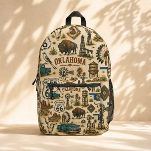 Oklahoma Route 66 Vintage Western Collage Printed Backpack