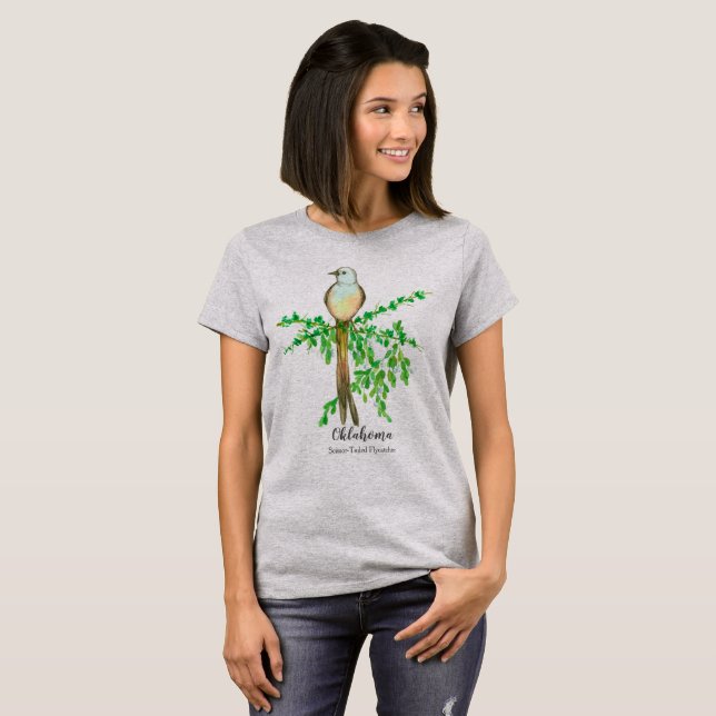 Oklahoma Scissor Tailed Flycatcher Bird T-Shirt (Front Full)