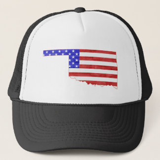 Oklahoma Shaped American Flag Patriotic Oklahoman Trucker Hat