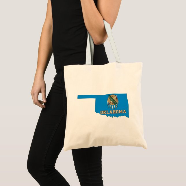 Oklahoma Silhouette Map Shaped State Flag Tote Bag (Front (Product))