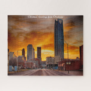 Oklahoma Skyline. Christmas Greetings Jigsaw Puzzle
