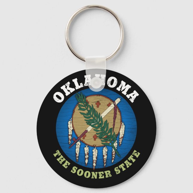 OKLAHOMA SOONER STATE FLAG KEY RING (Front)