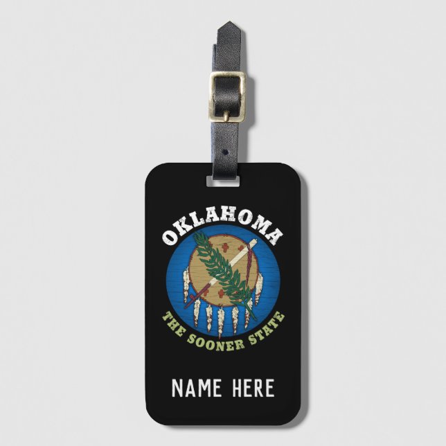 OKLAHOMA SOONER STATE FLAG LUGGAGE TAG (Front Vertical)