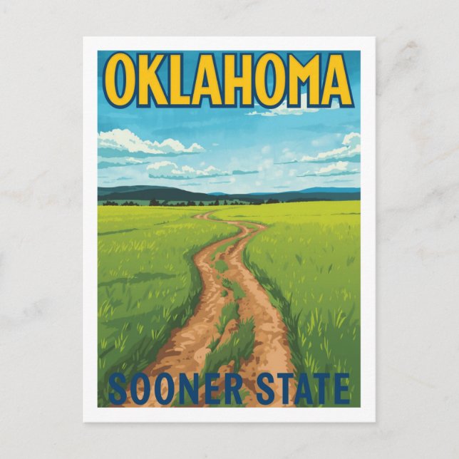 Oklahoma Sooner State Vintage Travel Postcard (Front)
