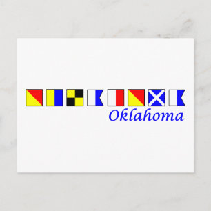 Oklahoma spelled in nautical flag alphabet postcard