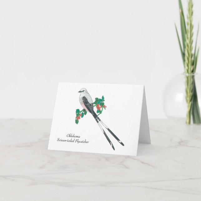 Oklahoma State Bird: Scissor-tailed Flycatcher Thank You Card (Front)