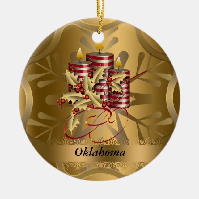 Oklahoma State Christmas Ornament (Front)