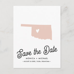 OKLAHOMA State Destination Wedding ANY COLOR  Announcement Postcard