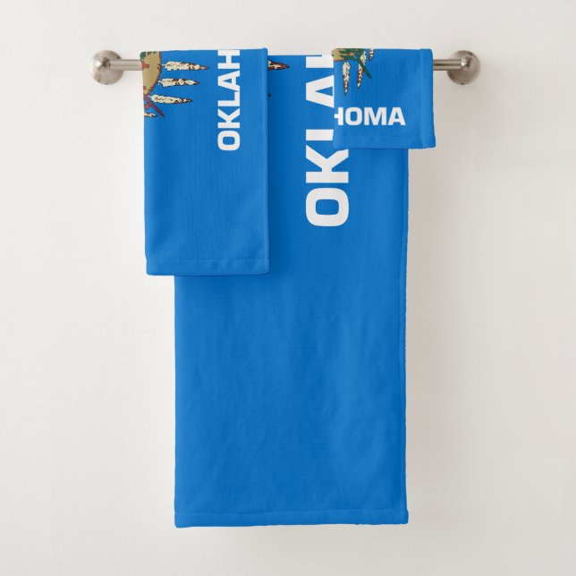 Oklahoma State Flag Bath Towel Set (Insitu)