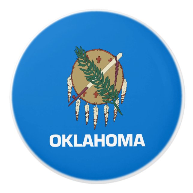 Oklahoma State Flag Ceramic Knob (Front)