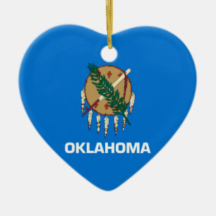 Oklahoma State Flag Design Decor Ceramic Tree Decoration