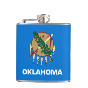 Oklahoma State Flag Design Hip Flask