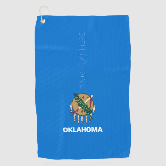 Oklahoma State Flag Design Your Text on a  Golf Towel (Front)