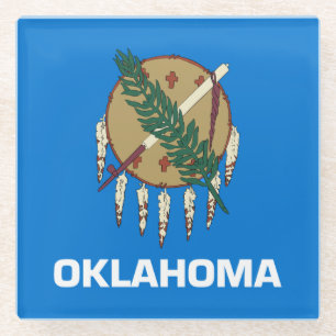 Oklahoma State Flag Glass Coaster