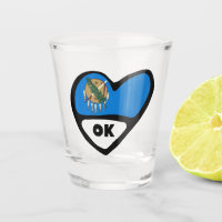 Oklahoma State Flag In Heart, OK Shot Glass