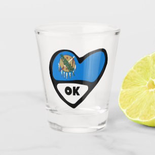 Oklahoma State Flag In Heart, OK Shot Glass