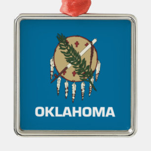 Oklahoma state flag metal tree decoration