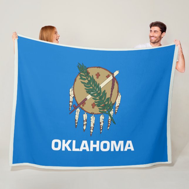 Oklahoma State Flag Print Patriotc Fleece Blanket (In Situ)