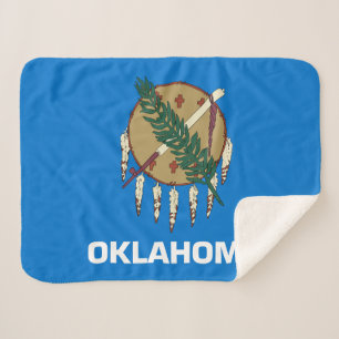 Oklahoma State Flag Print Patriotic Sherpa Blanket