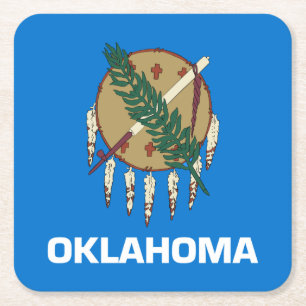 Oklahoma State Flag Square Paper Coaster