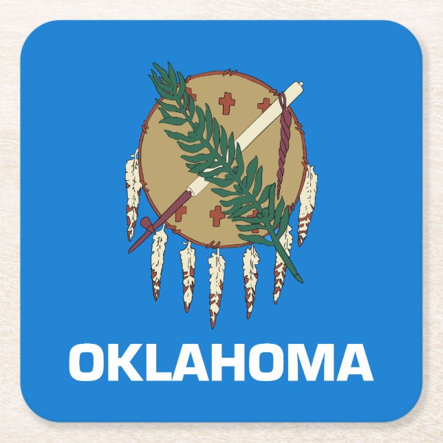 Oklahoma State Flag Square Paper Coaster (Front)