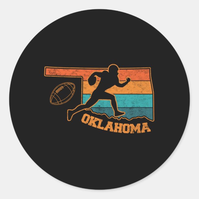 Oklahoma State Footbal Colourful Map Classic Round Sticker (Front)