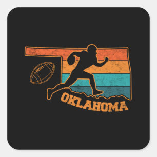 Oklahoma State Footbal Colourful Map Square Sticker