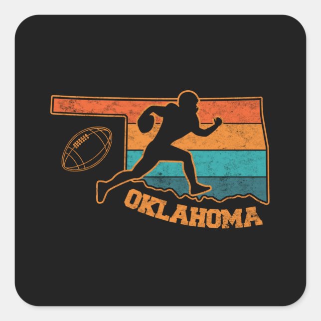 Oklahoma State Footbal Colourful Map Square Sticker (Front)