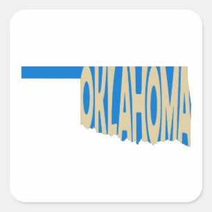 Oklahoma State Name Word Art Yellow Square Sticker