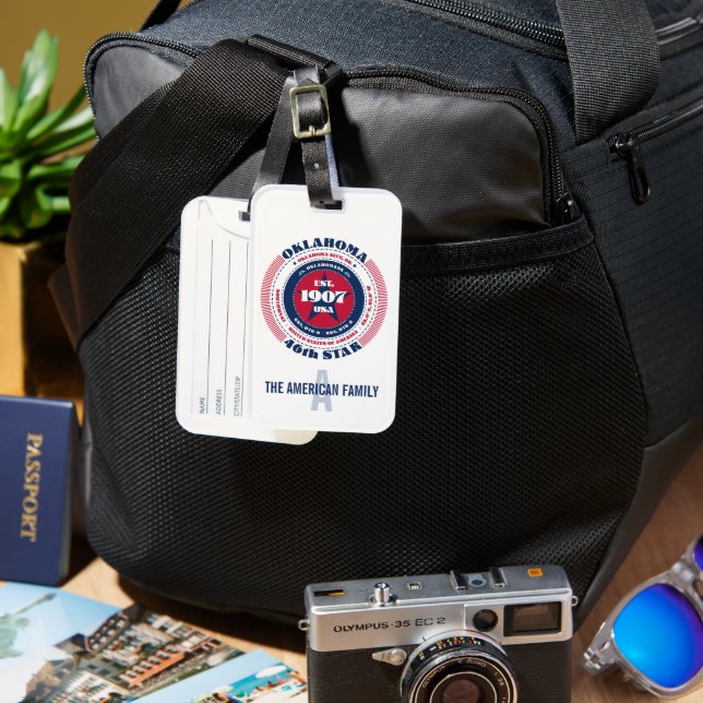 Oklahoma State Personalised Gift Luggage Tag (Front & Back)