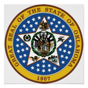 Oklahoma state seal america republic symbol flag poster