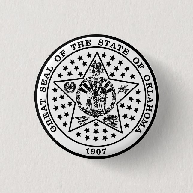 Oklahoma State Seal (black and white) 3 Cm Round Badge (Front)
