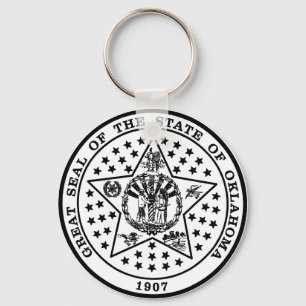 Oklahoma State Seal (black and white) Key Ring