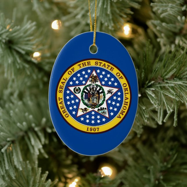 Oklahoma State Seal Ceramic Tree Decoration (Tree)