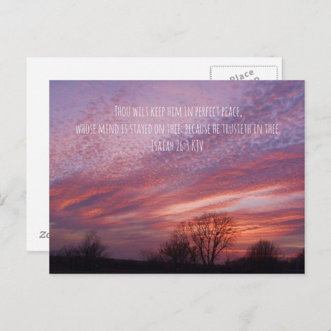 Oklahoma Sunset with Trees and Bible Verse Postcard (Front/Back)