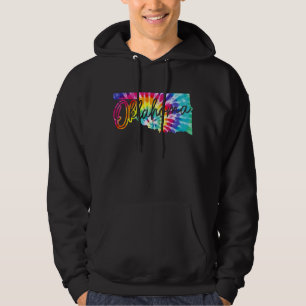 Oklahoma Tie Dye State Map Pride Hippie Vintage Re Hoodie