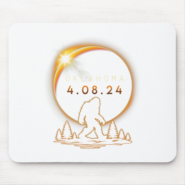 Oklahoma Total Solar Eclipse 2024 Bigfoot Solar Ec Mouse Mat (Front)