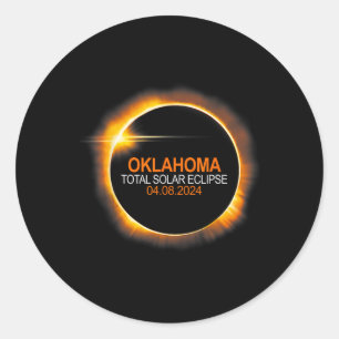 Oklahoma Total Solar Eclipse April 8 2024 Classic Round Sticker