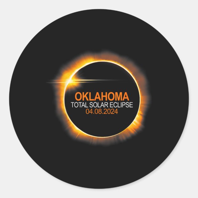 Oklahoma Total Solar Eclipse April 8 2024  Classic Round Sticker (Front)