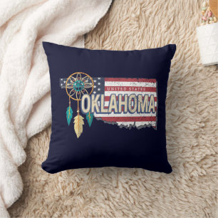 Oklahoma United States Retro Map Vintage USA Cushion
